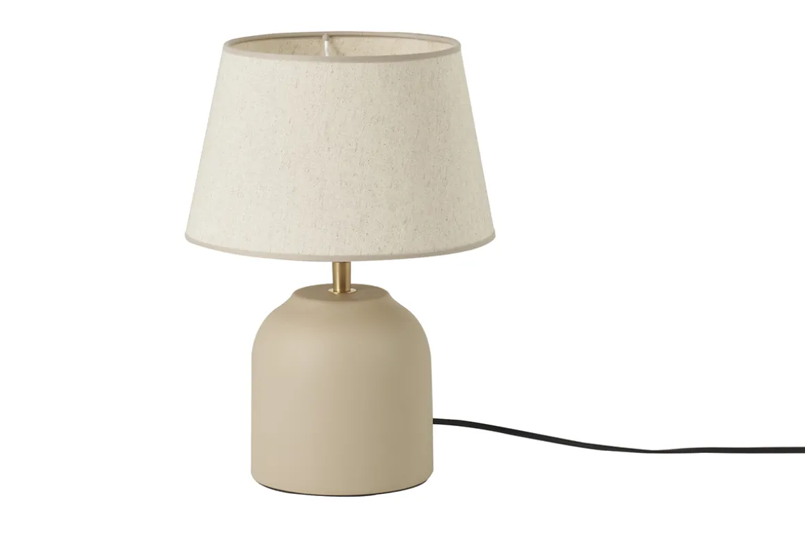 Sale Miliboo Lámpara de mesa de cerámica color topo mate con pantalla de lino 35 cm SIM