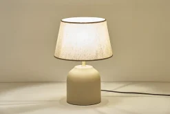 Sale Miliboo Lámpara de mesa de cerámica color topo mate con pantalla de lino 35 cm SIM