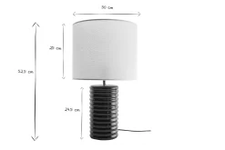 Fashion Miliboo Lámpara de mesa de cerámica esmaltada negra con pantalla de color crudo 53 cm BERRO