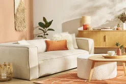 Outlet Miliboo Lámpara de mesa de cerámica terracota mate con pantalla de rafia natural 40 cm TIGA