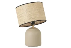 Online Miliboo Lámpara de mesa de cerámica color topo mate con pantalla de rafia 35 cm ROCHA