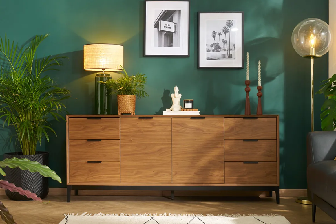Sale Miliboo Lámpara de mesa de cerámica esmaltada verde con pantalla de rafia natural 64 cm MAJES