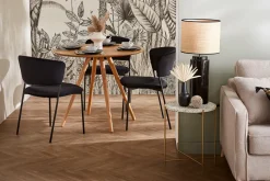 Cheap Miliboo Lámpara de mesa de cerámica esmaltada negra con pantalla de rafia BERRO