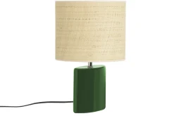 Flash Sale Miliboo Lámpara de mesa de cerámica verde oscuro con pantalla de rafia natural 40 cm TIGA