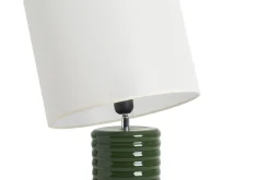 Hot Miliboo Lámpara de mesa de cerámica esmaltada verde oscuro con pantalla de color crudo 53 cm BERRO