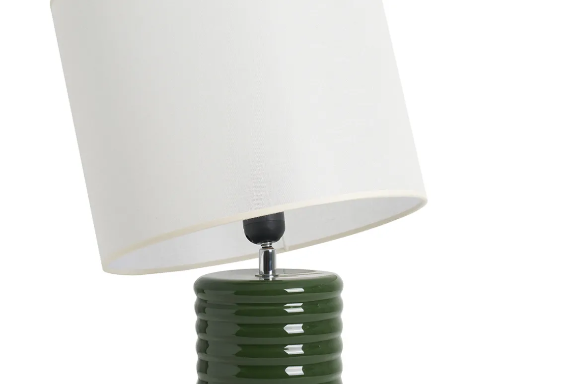 Hot Miliboo Lámpara de mesa de cerámica esmaltada verde oscuro con pantalla de color crudo 53 cm BERRO