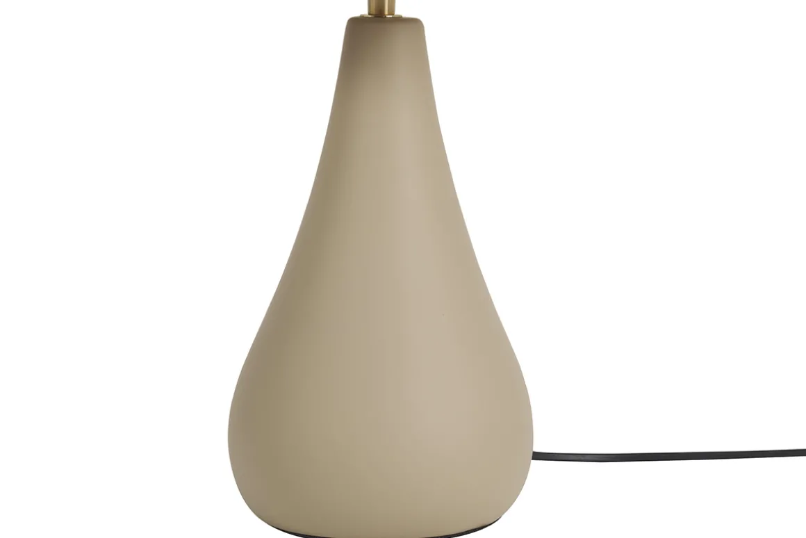 Discount Miliboo Lámpara de mesa de cerámica color topo mate con pantalla de rafia 49 cm PYRUS