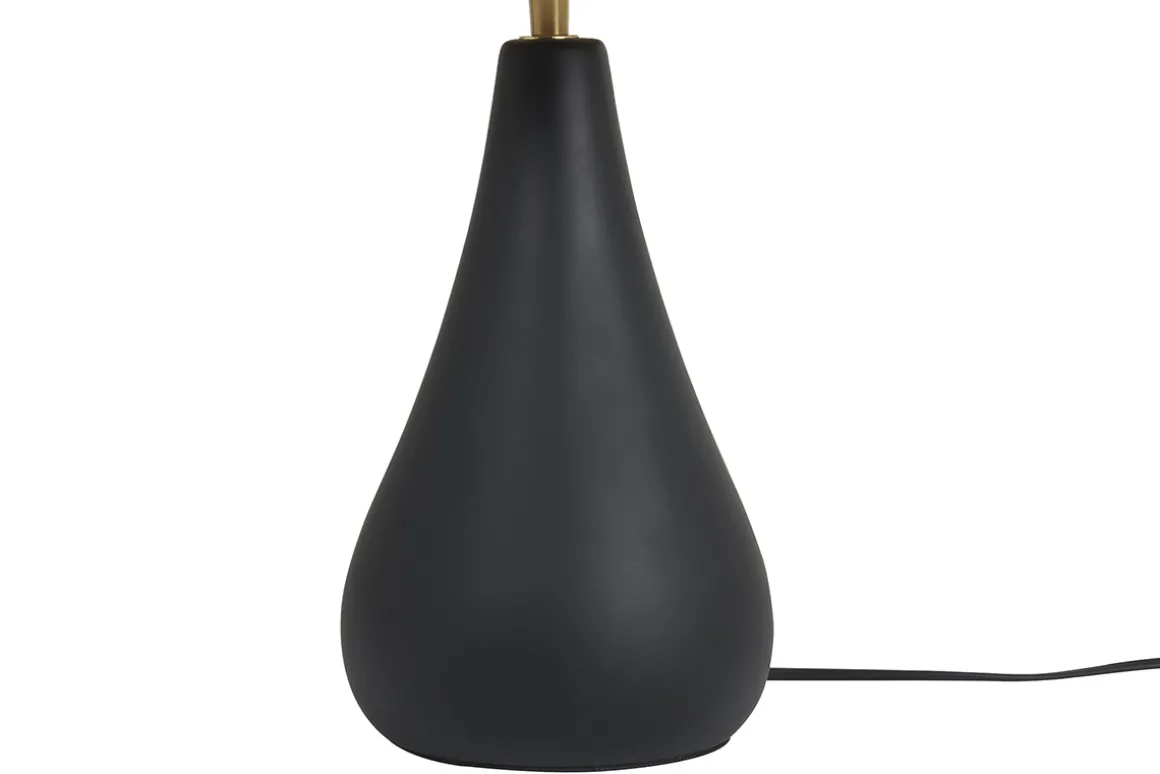 Flash Sale Miliboo Lámpara de mesa de cerámica negra mate con pantalla de rafia 49 cm PYRUS