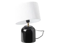 Cheap Miliboo Lámpara de mesa negra de cerámica brillante con pantalla de tela plisada blanca 35 cm PIEGA