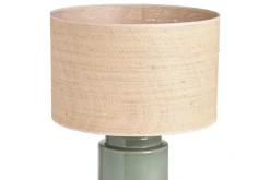 Shop Miliboo Lámpara de mesa verde de cerámica y pantalla de rafia H64 cm MAJES