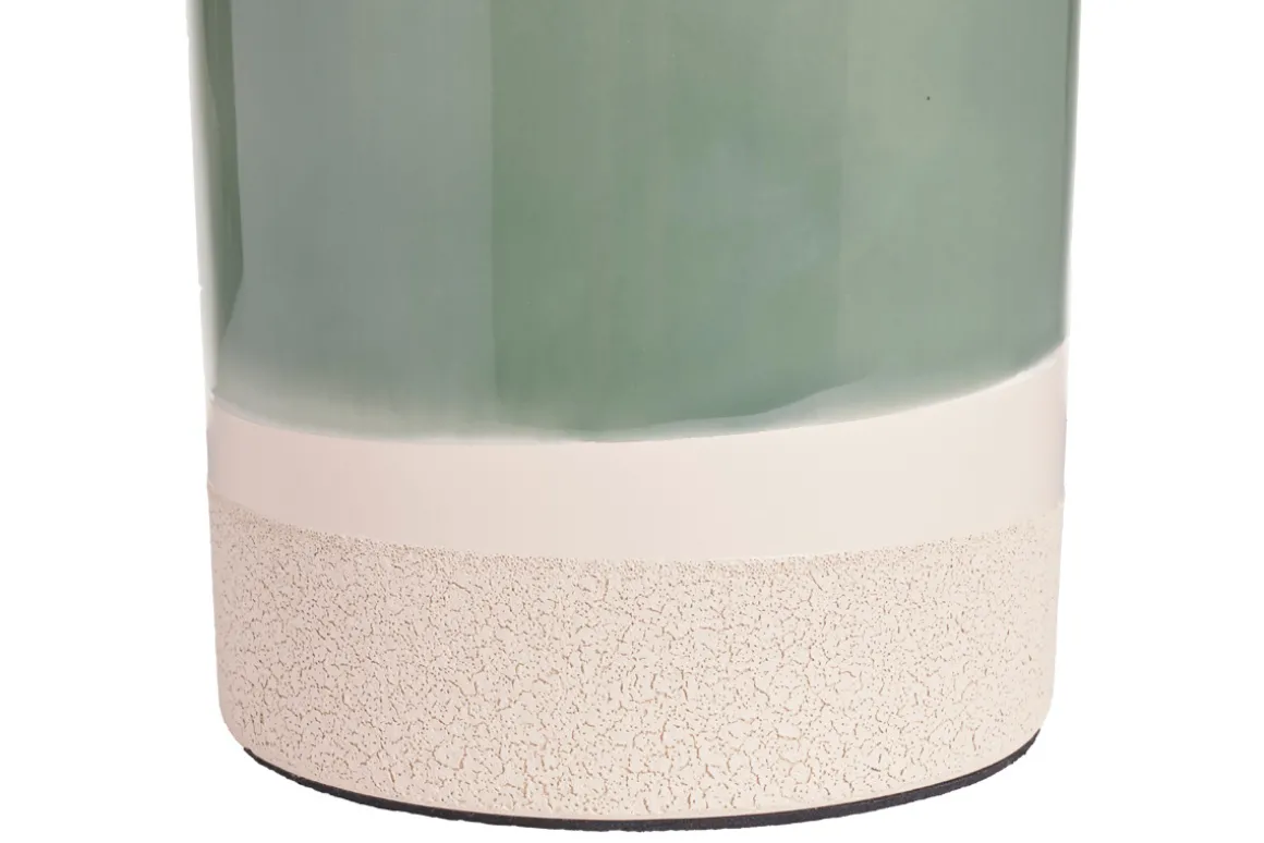 Shop Miliboo Lámpara de mesa verde de cerámica y pantalla de rafia H64 cm MAJES