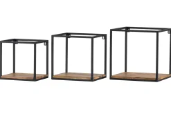 Sale Miliboo Lote de 3 estanterías de pared metal negro y mango cuadradas YPSTER