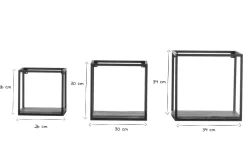 Sale Miliboo Lote de 3 estanterías de pared metal negro y mango cuadradas YPSTER