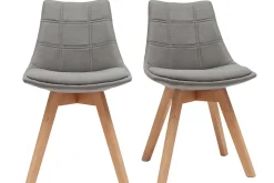 Discount Miliboo Lote de 2 sillas diseño nórdico madera y tejido gris MATILDE