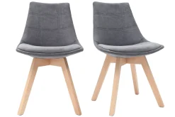 New Miliboo Lote de 2 sillas diseño nórdico madera y tejido gris oscuro MATILDE
