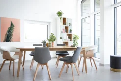 New Miliboo Lote de 2 sillas diseño nórdico madera y tejido gris oscuro MATILDE