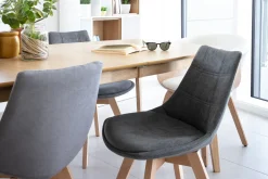 New Miliboo Lote de 2 sillas diseño nórdico madera y tejido gris oscuro MATILDE