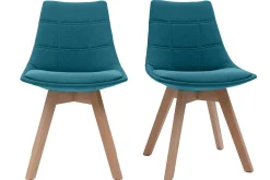 Store Miliboo Lote de 2 sillas diseño nórdico en tejido azul petróleo MATILDE