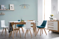 Store Miliboo Lote de 2 sillas diseño nórdico en tejido azul petróleo MATILDE