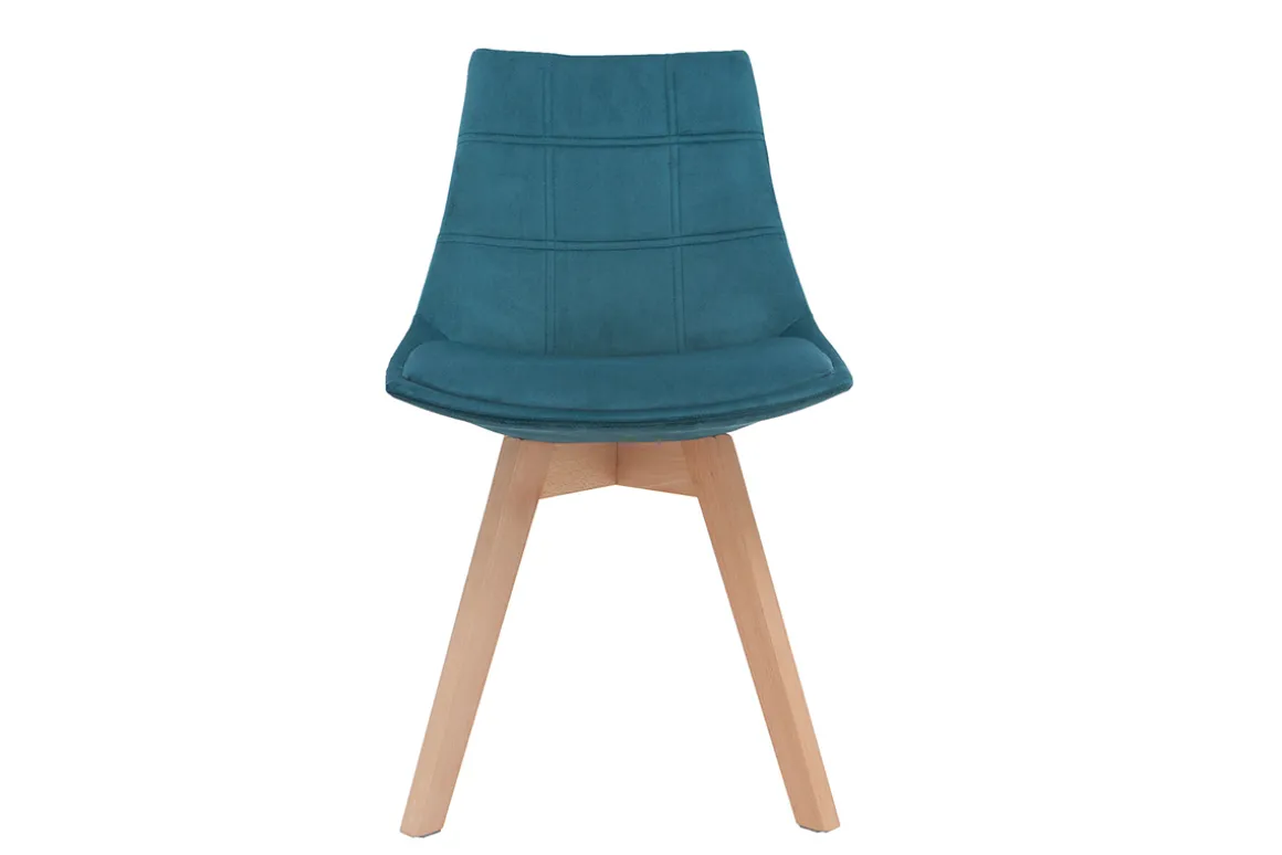 Sale Miliboo Lote de 2 sillas diseño nórdico madera y terciopelo azul petróleo MATILDE