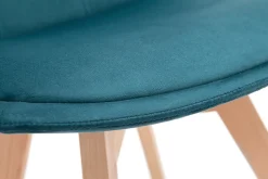 Sale Miliboo Lote de 2 sillas diseño nórdico madera y terciopelo azul petróleo MATILDE