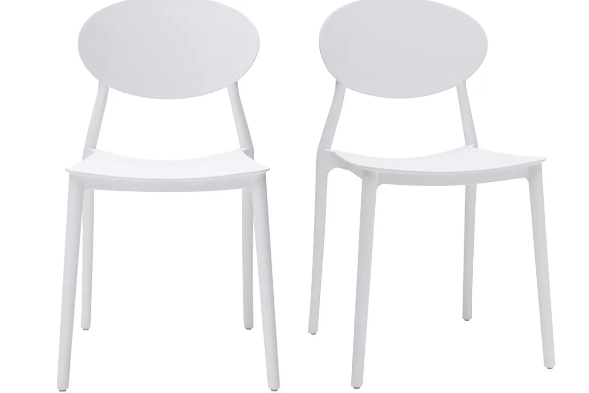 Online Miliboo Lote de 2 sillas modernas blancas polipropileno ANNA