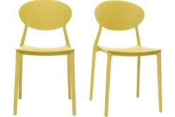 Discount Miliboo Lote de 2 sillas modernas amarillo polipropileno apilables ANNA