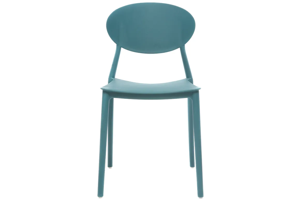 New Miliboo Lote de 2 sillas modernas azul petroleo polipropileno ANNA