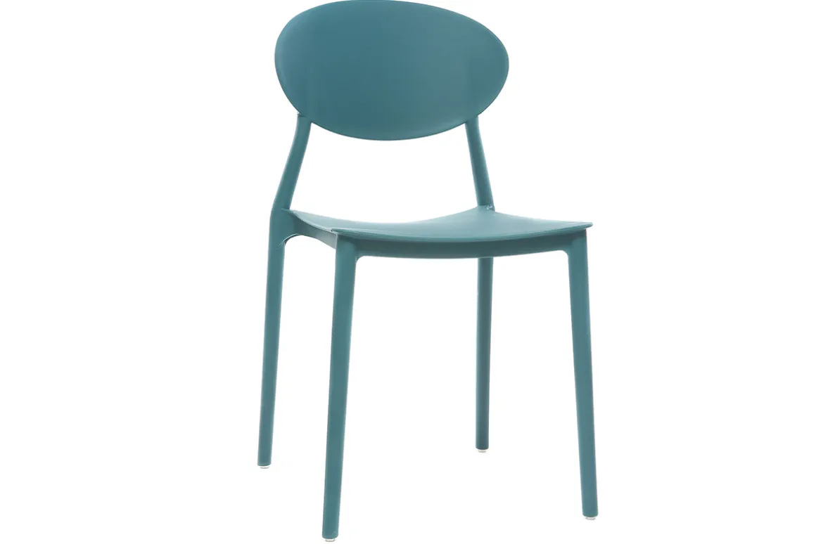 New Miliboo Lote de 2 sillas modernas azul petroleo polipropileno ANNA