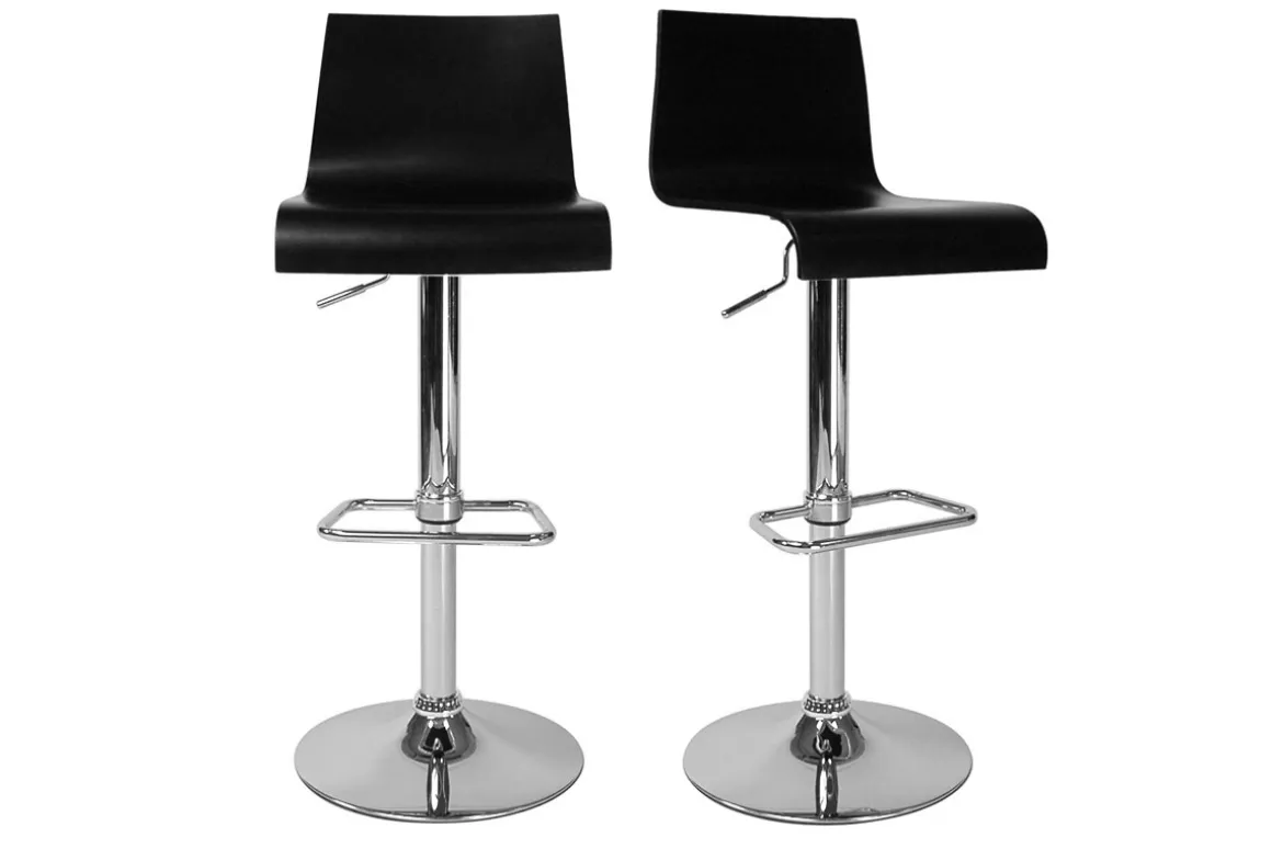 Outlet Miliboo Lote de 2 Taburetes de bar NewSurf de color negro