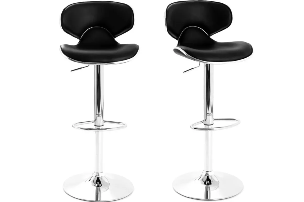 Discount Miliboo Lote de 2 taburetes de bar de diseño negros PEGASE