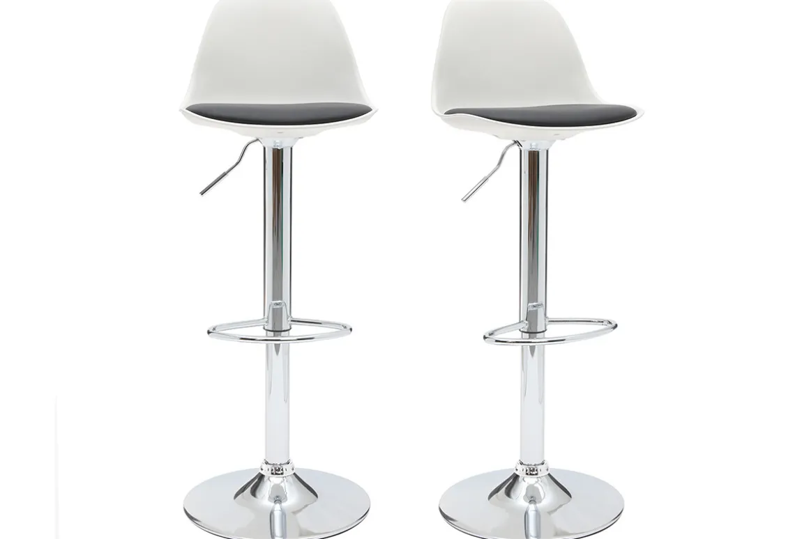 Cheap Miliboo Lote de 2 taburetes de diseño blanco y negro STEEVY