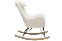 Clearance Miliboo Mecedora de diseño de tejido blanco efecto borreguillo MANIA