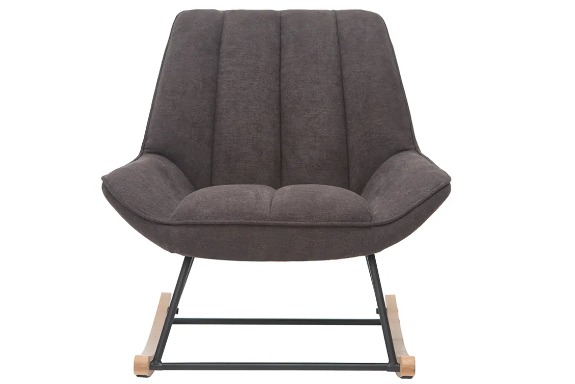 Discount Miliboo Mecedora moderna en tejido efecto terciopelo gris oscuro BILLIE