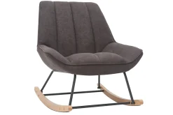 Discount Miliboo Mecedora moderna en tejido efecto terciopelo gris oscuro BILLIE
