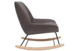 Discount Miliboo Mecedora moderna en tejido efecto terciopelo gris oscuro BILLIE