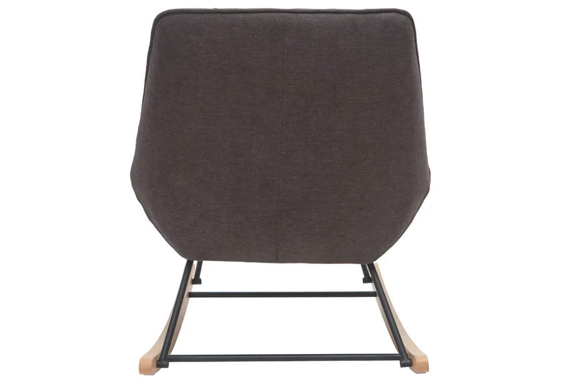 Discount Miliboo Mecedora moderna en tejido efecto terciopelo gris oscuro BILLIE