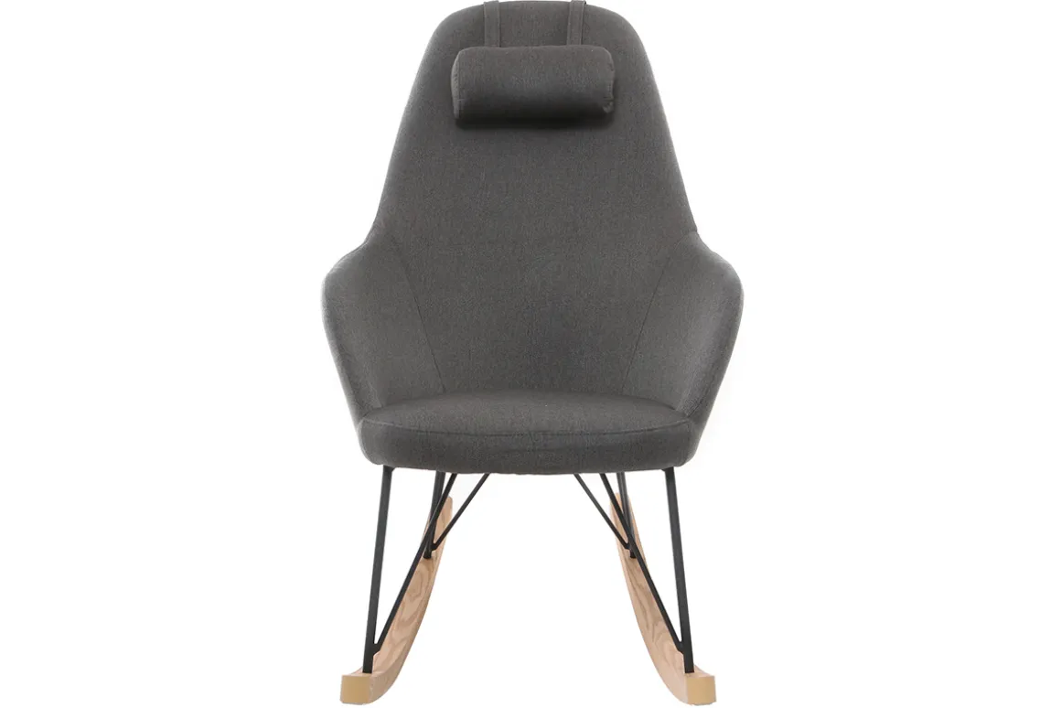 Outlet Miliboo Mecedora tejido gris antracita patas metal y fresno JHENE
