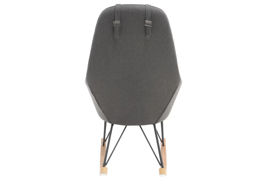 Outlet Miliboo Mecedora tejido gris antracita patas metal y fresno JHENE
