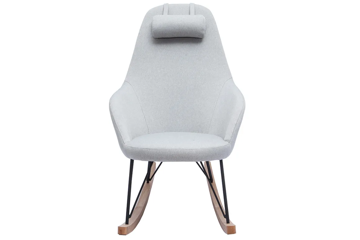 Cheap Miliboo Mecedora tejido gris claro patas metal y fresno JHENE