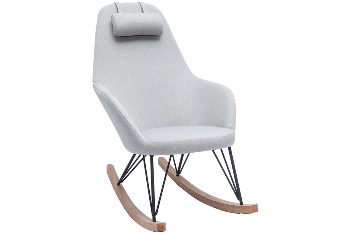 Cheap Miliboo Mecedora tejido gris claro patas metal y fresno JHENE