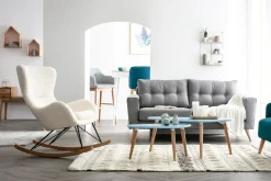 Cheap Miliboo Mecedora tejido oveja blanco ESKUA