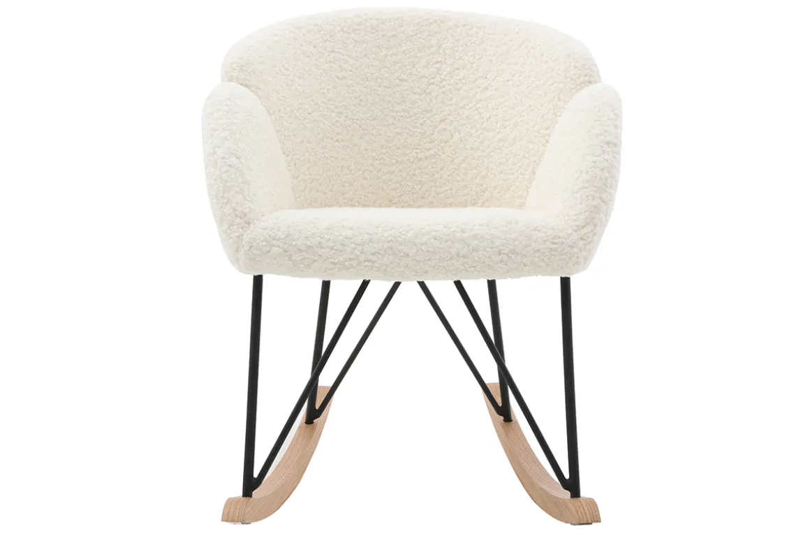 Fashion Miliboo Mecedora tejido oveja color blanco RHAPSODY