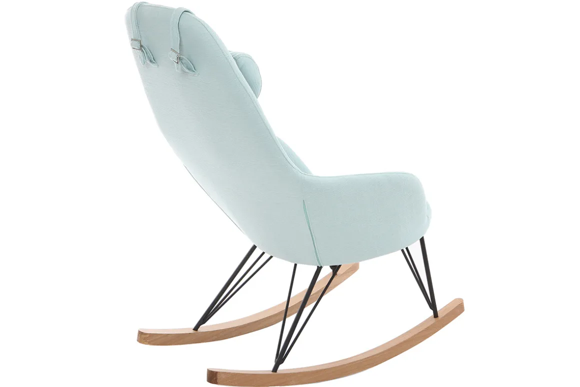 Discount Miliboo Mecedora tejido verde menta patas metal y fresno JHENE