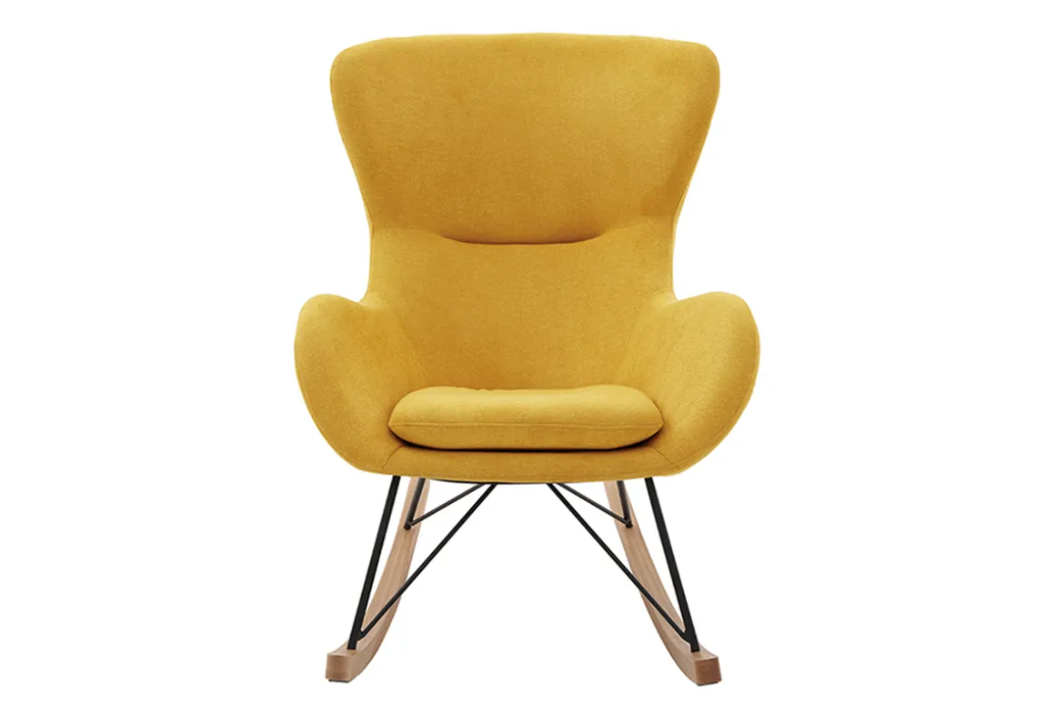 Online Miliboo Mecedora terciopelo amarillo mostaza ESKUA