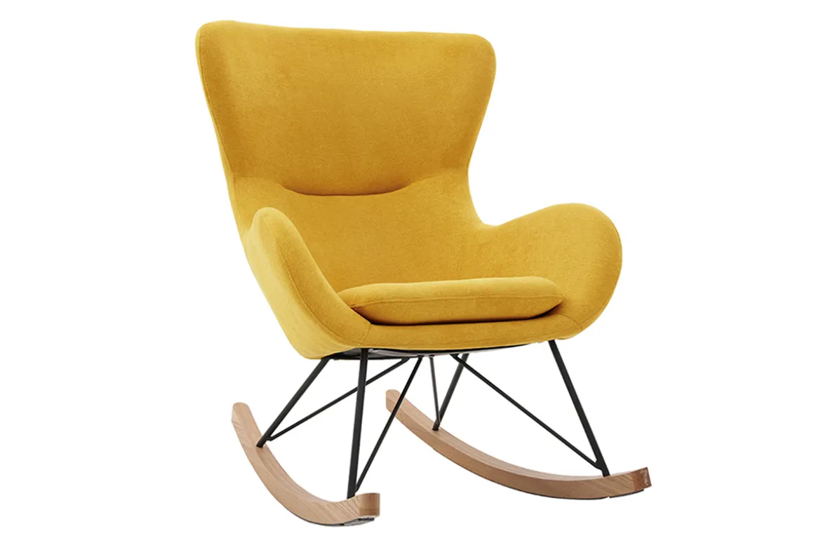 Online Miliboo Mecedora terciopelo amarillo mostaza ESKUA