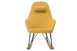 Outlet Miliboo Mecedora terciopelo amarillo patas metal y madera JHENE