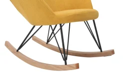 Outlet Miliboo Mecedora terciopelo amarillo patas metal y madera JHENE