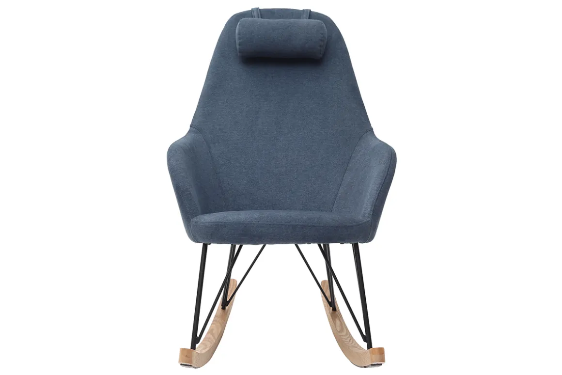 Best Miliboo Mecedora terciopelo azul patas metal y madera JHENE