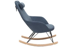 Best Miliboo Mecedora terciopelo azul patas metal y madera JHENE